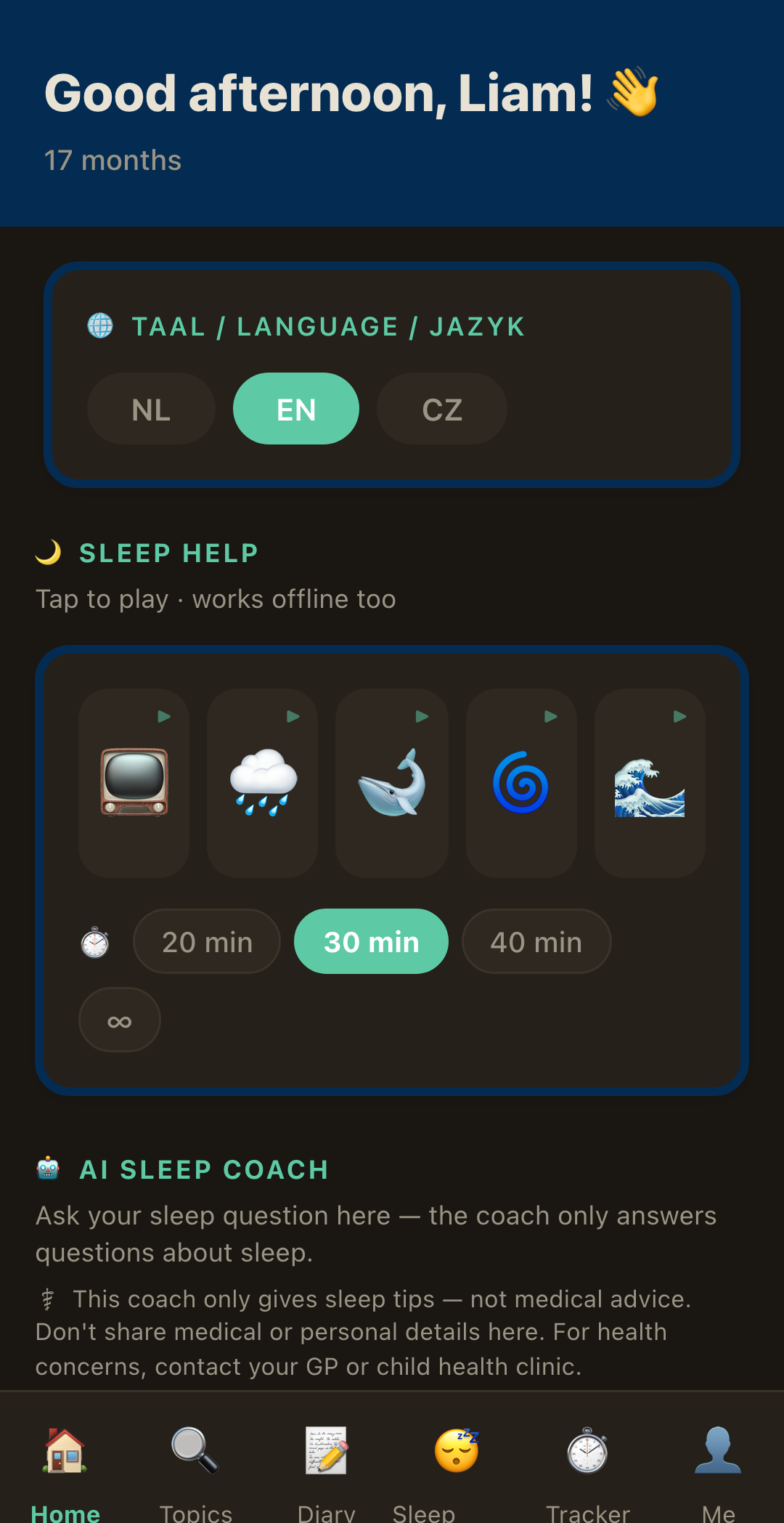 RaisingSmall AI sleep coach conversation screen
