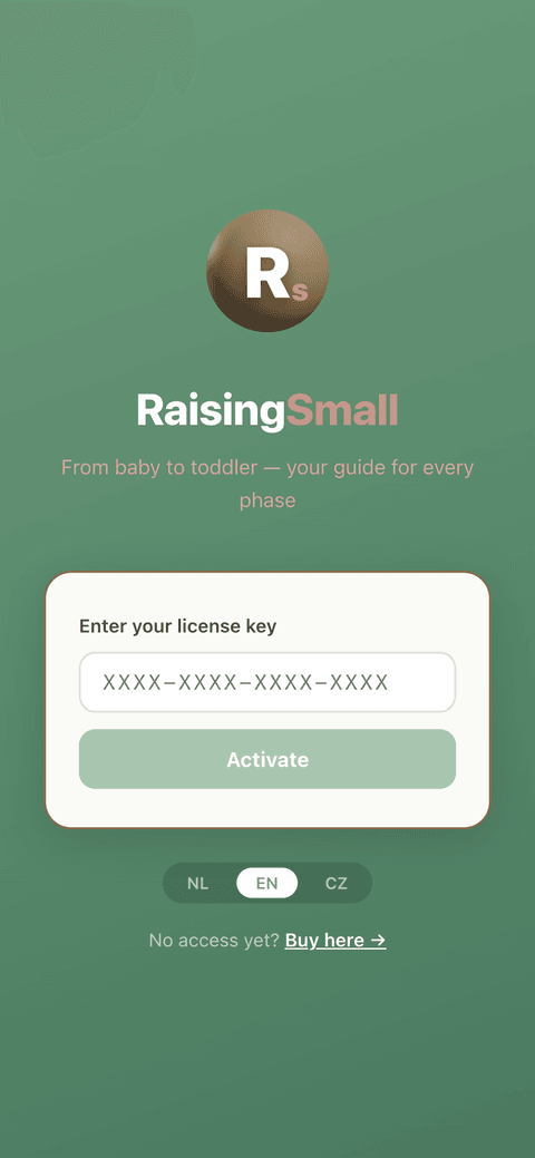 RaisingSmall app — home