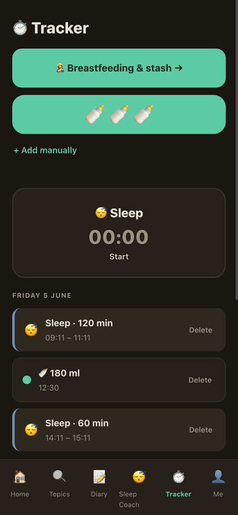 RaisingSmall app — sleep tracker