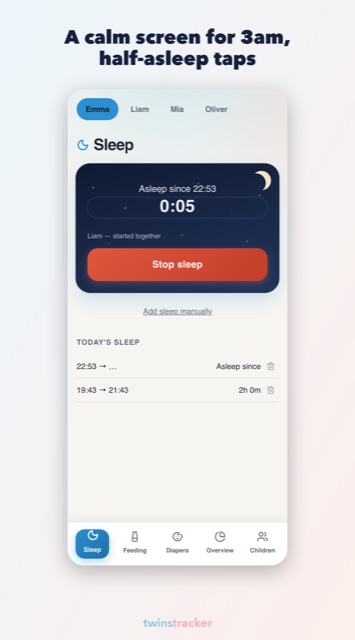 Night sleep timer for twins